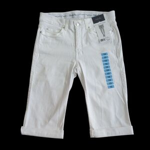 NWT Rafaella Weekend Comfort Rolled Hem Skimmer Pants 10 White Pockets FLAWS